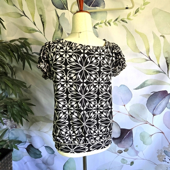 MAX EDITION | Loose Fit Stretch Blouse In Black/White sz L - Picture 2 of 5